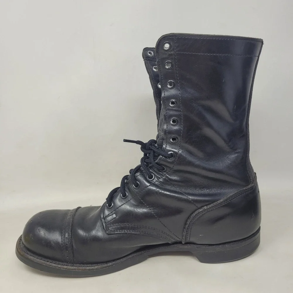 VTG Corcoran Jump Boots 10.5 Black Leather Cap Toe Military Paratrooper Combat
